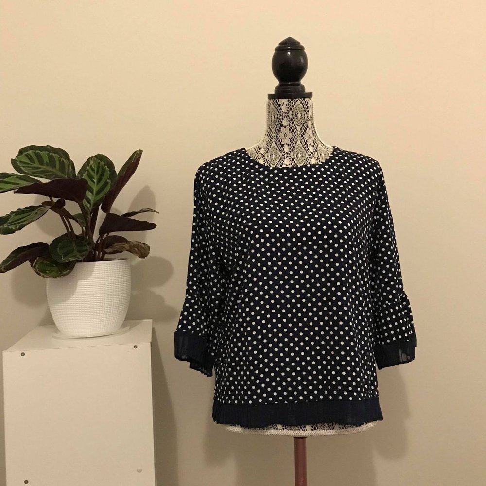 Navy Polka Dot Blouse